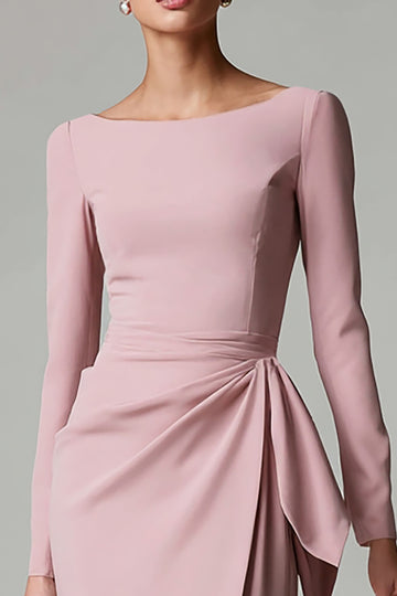 Pink Bateau Neck Pencil Work Dress